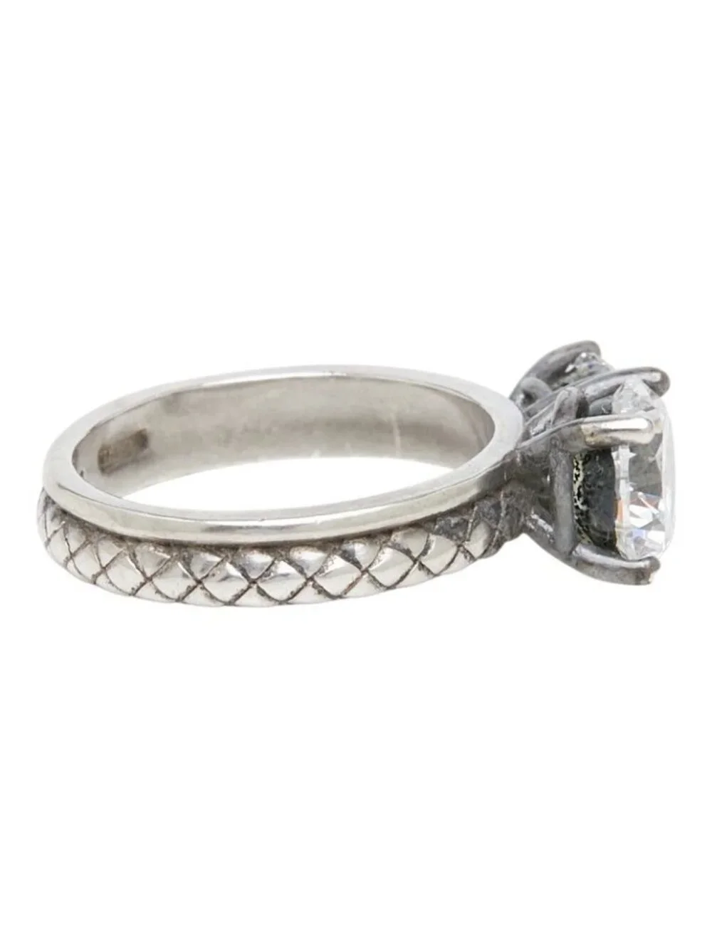 Bottega Veneta Intrecciato Ring Silver Cubic Zirconia